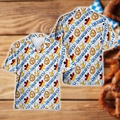 baratos Vestuário Gráfico-camisas havaianas Camisa Aloha Bávaro Munique Alemão Alpino Arte Gráfica para Homens Adulto Impressão 3D  para Carnaval Cerveja Oktoberfest Praia Férias Festa