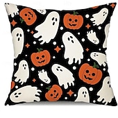 cheap Throw Pillows &amp; Covers-1 pcs Linen Pillow Cover, Halloween Square Traditional Classic