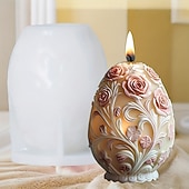 billige Ned til $30-harpiksstøpeformer egglys silikonform rose preget egglysform påskeegg gipsharpiksform roseegg påskegave