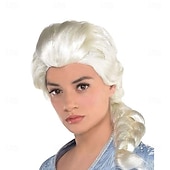 billiga Filmkaraktär peruker-Cosplay-peruker Vit Lockigt Syntetiskt hår Lång peruker Flickor peruker För fest