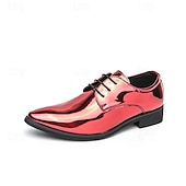 abordables Officiel-Chaussures à lacets en cuir verni vert pour hommes – chaussures habillées brillantes avec une finition polie, idéales pour les mariages et les soirées