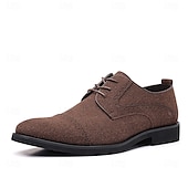 cheap Formal-Men&#039;s Oxfords Brogue Walking British PU Leather Suede Breathable Comfortable Slip Resistant Lace-up Dark Brown Black Blue Fall Winter