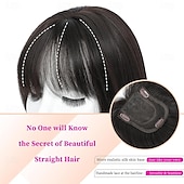 cheap Bangs-Hair Toppers for Women with Thinning Hair 360 3D Toppers Hair Pieces for Women French Clip in Bangs 18 Inch Curly Wavy