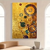 baratos Até 30 $-Grande tela abstrata de arte de parede em círculo dourado sem moldura - pintura geométrica moderna dourada, azul, verde e multicolorida para decoração de sala de estar e quarto