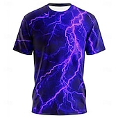 preiswerte 3D-T-Shirts-Halloween Herren Optische Täuschung Blitz 3D T Shirt Kurzarm T-Shirt 3D-Druck Rundhalsausschnitt Hemd Übertrieben Designer Party Straße Lässig Dunkelviolett Weiß 1 Weiß Sommer Frühling Ganzjahres