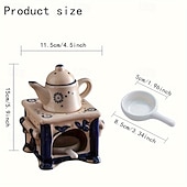 お買い得  30ドルまで下がりました-青  &amp;白いセラミックティーポット、キャンドルホルダー、アロマオイルヒーター、花柄、休日、バレンタインデー、お茶好きの方のためのエレガントな室内装飾