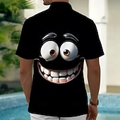 Per uomo Cartoni animati Divertente Faccia Sorridente Camicia Camicia Estiva Camicia con Bottoni Manica Corta Moda Casual Vacanza Feste Ferie Estate Primavera Collo ripiegato Stampa 3D camicie con