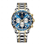 olcso Quartz órák-Férfi Kvarc Óra Luxus Nagy Dial Üzleti Lumineszcens Naptár Dátum Hét Vízálló Rozsdamentes Acél Óra