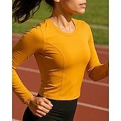 tanie Koszulki biegowe i topy-Damskie Bieganie na górze Koszulka do biegania Szczupła Pullover Długi rękaw Tee Tshirt Solidne kolory Szybkie wysychanie Lekki Elastyczny Oddychający Bransoletka tenisowa Golf Bieganie Odzie