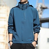 cheap Outdoor Jackets-Men&#039;s Windbreaker Hiking Jacket rain coat Outdoor Waterproof Windproof Hiking Outfits Hiking Clothes Spring Autumn / Fall Top Camping / Hiking / Caving Running Black Blue Dark Blue
