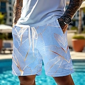billiga 3d sweatshorts för män-Herr Palmblad Tropiska växter Våffelshorts Svett shorts Casual shorts Medium Midja Mode Casual Semester Joggning Träningspass Elastisk dragsko i midjan Shorts med fickor Designer Kläder