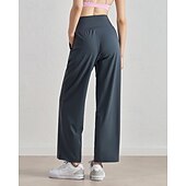 preiswerte Yogahosen &amp; Pumphosen-Damen Fitnesshose Pilates-Hosen Yogahose Mit Taschen Leicht Hohe Taille Fitnessstudio Pilates Zumba Unterteile Einfarbig Schwarz Weiß Dunkelmarine Herbst Sport Sportkleidung Mikroelastisch Lässiger