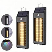 baratos Candeeiros Luzes de Exterior-Luzes de parede solares com sensor de movimento para porta frontal, 2 modos com holofote RGB, postes de LED, cerca, segurança para varanda, 1 unidade