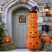 cheap Landscape Lights-1 Pc 2.4M Halloween Inflatable Pumpkin Luminous Strip Lamp Air Model Courtyard Garden Lawn Path Halloween Party Atmosphere Decorative Lights