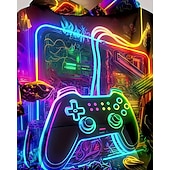 billiga Pojkens 3D Vision &amp; Geometri-Pojkar 3D Spel Huvtröja Långärmad Vår Höst Mode Streetwear Barn 4-12 år Huva Utomhus Ledigt Dagligen Normal