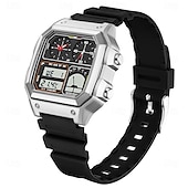 cheap Digital Watches-SANDA Men Digital Watch Outdoor Fashion Casual Wristwatch Luminous Stopwatch Alarm Clock Three Time Zones Steel Silicone Gel Watch