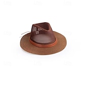 voordelige Feesthoeden-Zomerse cowboyhoed met grote rand, gebreid met net, platte rand, bescherming tegen de zon, opvouwbare herenhoed, strandhoed, casual