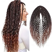 cheap Crochet Hair-24 Inch 3 In 1 Dreadlock Extensions Sets 30 Strands Mixed Black Synthetic DE Dreads Extensions 100% Handmade Soft Double Ended Curly Boho Wavy Dreads for Girls