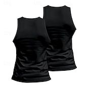 cheap Tank Tops-Men&#039;s Tank Top Vest Top Undershirt Sleeveless Shirt Sleeveless Crew Neck Summer Plain Fashion Designer Basic 2 Piece Vacation Street Going out Black White Black+White Top Tee for Men