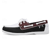 economico Casuale-scarpe da barca da uomo bicolore nere e bianche con design classico allacciato, comode ed eleganti, ideali per gite in spiaggia, abbigliamento casual ed eventi estivi