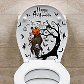 halpa Halloween-tarrat-Halloween-wc-istuimen tarra, kurpitsa, aave ja lepakko, itseliimautuva kylpyhuoneen wc-kannen koristelu
