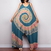 Damskie Normalny Kombinezon Codzienny Wzór tie-dye Bez rękawów Spodnie szerokie nogawki Półgolf Kieszeń Nadruk Ulica Codzienny Regularny Czarny Rumiany róż Granatowy Lato tanie kombinezon z nadrukiem-Damskie Normalny Kombinezon Codzienny Wzór tie-dye Bez rękawów Spodnie szerokie nogawki Półgolf Kieszeń Nadruk Ulica Codzienny Regularny Czarny Rumiany róż Granatowy Lato