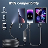 economico accessori per trapano-Telecamera endoscopica con luce, strumenti per endoscopio HD 1080p con luci LED regolabili, endoscopio con telecamera a serpente semirigida, endoscopio di ispezione per iOS e Android, lente singola da