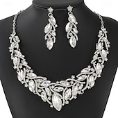abordables Parures de Bijoux-un parure de bijoux de mariée 1 ensemble Zircon Strass 1 Collier Boucles d&#039;oreilles Femmes Mode Personnalisé Luxe Mignon Fantaisie Forme de Feuille irrégulier Parure de Bijoux Pour Mariage Soirée