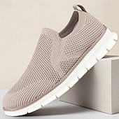 economico Sneakers da uomo-scarpe slip-on da uomo in similpelle beige con inserti in mesh – scarpe comode, leggere e traspiranti per l&#039;uso quotidiano, i viaggi e le attività rilassanti del fine settimana