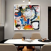 cheap Famous Paintings-POP art painting Handmade Pablo Picasso Abstract Oil Painting Bold Color Blocking Expressive Brushstrokes Blue Orange Contrast Dynamic Line Art Modern Living Room Decor Abstract Portrait Artwork