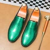 economico Slip-ons e mocassini da uomo-Mocassini slip-on da uomo in metallo dorato lucido – scarpe eleganti in similpelle alla moda per feste, ricevimenti nuziali, spettacoli teatrali, balli di fine anno ed eventi in discoteca
