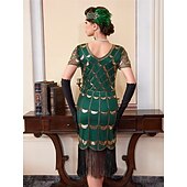 levne Šaty-Retro Řvoucí 20s 20. léta 20. století Bubenové šaty Šaty Úbory Velký Gatsby Svatební host Flitry Třásně Maškarní kostým Dámské Vánoce předvečer Všech svatých Karneval Párty a večer Svatební hostina