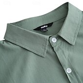 preiswerte Straße-Herren Hemd Leinenhemd Sommerhemd Knopfhemd Cargohemd Einfarbig Urlaub Straße Weiß + Grün Weiß + Khaki Grün+Khaki Blau+Khaki Langarm Umlegekragen Bekleidung Tasche