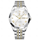 economico Orologi meccanici-Orologi da uomo di lusso, alla moda, originali, al quarzo, da polso, impermeabili, luminosi, con data e settimana.