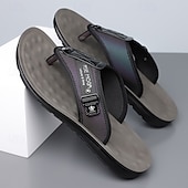 billige Ferietøfler-herre flip-flops i kunstskinn og netting, pustende slip-on-design med polstret såle, ideell for sommerstrand ved bassengkanten og avslappede helger