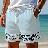 baratos shorts de suor 3d masculino-Homens Chave grega Calções Waffle Shorts de moletom Shorts casuais Cintura Média Moda Casual Férias Corrida Dar certo Cintura elástica com cordão Shorts com bolsos Designer Roupa