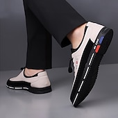 cheap Casual-Men&#039;s Premium White and Black Faux Leather Lace-Up Sneakers with Vibrant Color Accents for Sports and Leisure