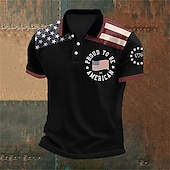  4. července 2026 250. Pánské Americká americká vlajka Polokošile Tlačítko nahoru Polos Golfová košile Krátký rukáv Polo tričko Klopa Módní Na běžné nošení Denní Festival Tisk Léto Bílá Námořnick