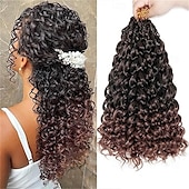 baratos Cabelo de crochê-Pacotes de 8 pacotes de cabelo de crochê com ondas oceânicas, cabelo de crochê pré-enrolado, extensão de cabelo longo e profundo, trança sintética para mulheres, cabelo preto natural de 18 polegadas