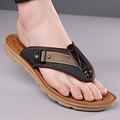 billige Ferietøfler-herre flip-flops i kunstskinn og netting, pustende slip-on-design med polstret såle, ideell for sommerstrand ved bassengkanten og avslappede helger