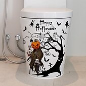 halpa Halloween-tarrat-Halloween-wc-istuimen tarra, kurpitsa, aave ja lepakko, itseliimautuva kylpyhuoneen wc-kannen koristelu