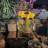 abordables Luces de paisaje-1 lámpara decorativa de resina con forma de tortuga solar impermeable para exteriores, con forma de rana y paraguas, para patio, jardín, parque, césped, sendero, luces de observación paisajísticas.