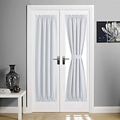 tanie Zasłony drzwi-Zasłony okienne blackout wiejskie zasłony izolujące termicznie redukujące hałas prywatne zasłony z faux lnu do patio/drzwi francuskich/szklanych 1 panel