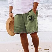 economico Vacanza-Per uomo Shorts Shorts di Lino Pantaloncini Estivi Shorts da Spiaggia Elastico in vita Coulisse Gamba Dritta Semplice Comodità Morbido Lunghezza al ginocchio Quotidiano Spiaggia Vacanza Moda Giallo