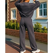 お買い得  トラックスーツ-女性用 トラックスーツ スウェットパンツ トラックパンツ ジッパーポケット ソリッド スーツウェア 春 秋 ダークグレー ブラック ジム しつけ用品 ランニング 防風 長袖 スポーツ アクティブウェア マイクロエラスティック レギュラー