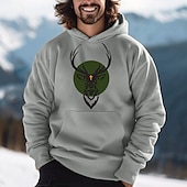cheap Hunting Hoodies-Men&#039;s Deer Hoodie Sweatshirt Long Sleeve Sweatshirts Oktoberfest Vintage Retro Festival Autumn-Winter Collection Black Gray Clothing Apparel Designer Graphic Print Normal S M L Sizes Available