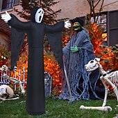 cheap Landscape Lights-1 Pc 3.6M Halloween Outdoor Inflatable Air Model LED Light Black Ghost Air Model Courtyard Garden Lawn Path Party Atmosphere Decoration Light
