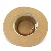 billige Hatter-1 stk. elegant damehatt med strå og bred brem, lett og pustende sommerhatt for strandaktiviteter, uformell &amp;formelle arrangementer, tilbehør til arrangementer