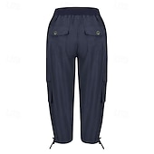 preiswerte Cargohose für Damen-Damen Cargo-Hosen Stoffhosen Streetwear Lässig Wadenlang Natürliche Taille Einfach Tasche Elastisches Kordelzugdesign Bequem Außenbereich Outdoor Streetwear Kamel Dunkelbraun Hellhimmelblau Schwarz