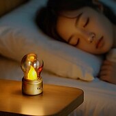 abordables 123496-1 ampoule rétro veilleuse flamme sautante chambre chevet sommeil lumière LED lumière USB charge et branchement double usage bureau atmosphère lumière Halloween Noël vacances atmosphère lumière